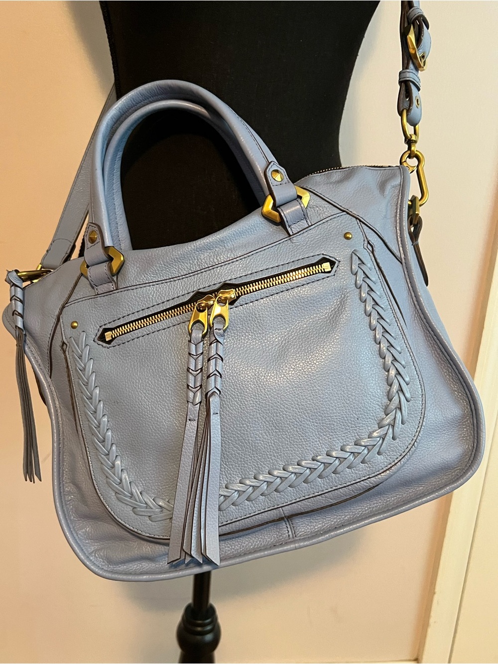 orYANY Sarah Satchel in Sky Blue pebbled genuine leather. - Picture 2 of 12